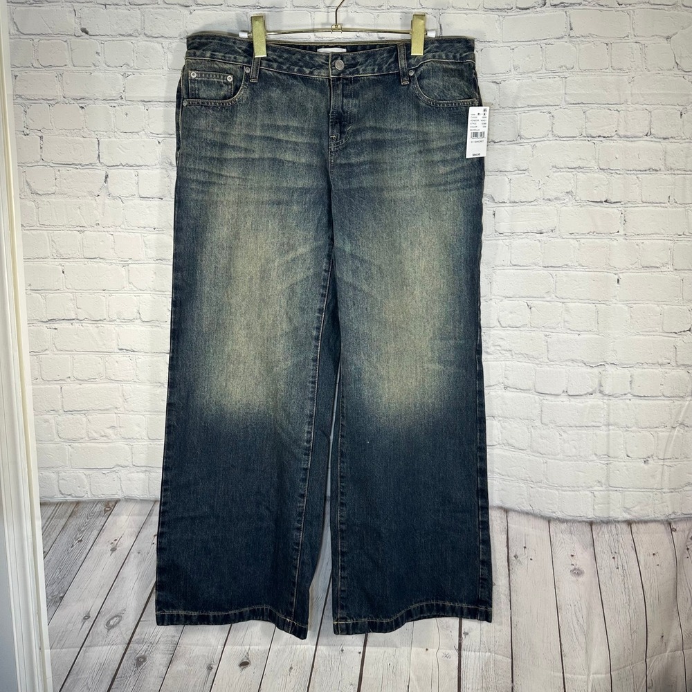 PacSun Womens Wide Leg Jeans Size 31 Short Medium Wash Cotton Denim 0388-326